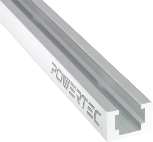 Miniatura 12 de POWERTEC 71066 - Riel en T universal de perfil de doble corte de 36 pulgadas con agujeros de montaje preperforados, 1PK, riel en T para plantillas