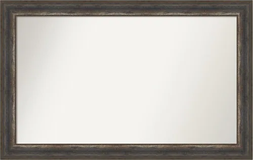 Miniatura 260 de Amanti Art Espejo de baño marrón para sobre el fregadero, 25 x 25 pulgadas, hecho a medida, espejo de tocador cuadrado marrón medio, marco de madera