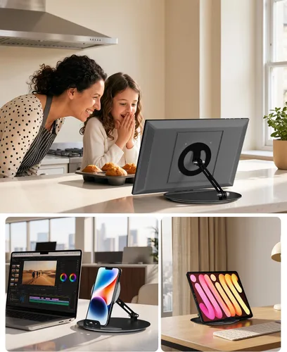 Miniatura 9 de WALI Echo Show 15/21 Stand, Adjustable Stand for Echo Show 15/21 and Up to 18" Tablets/Portable Monitors, 360 Degrees Rotating Tilt Foldable Show