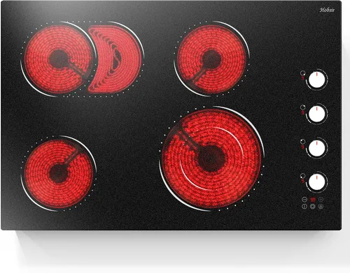 Miniatura 12 de Placa de cocina eléctrica de 30 pulgadas, estufa eléctrica de 4 quemadores, 6700 W, quemador de doble anillo y quemador ovalado, 9 niveles