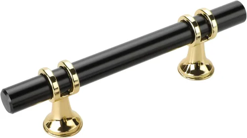 Miniatura 36 de Haliwu - Paquete de 6 perillas doradas negras para gabinete, perillas de cajón en T de dos tonos, perillas de cocina negras mate, perillas sólidas