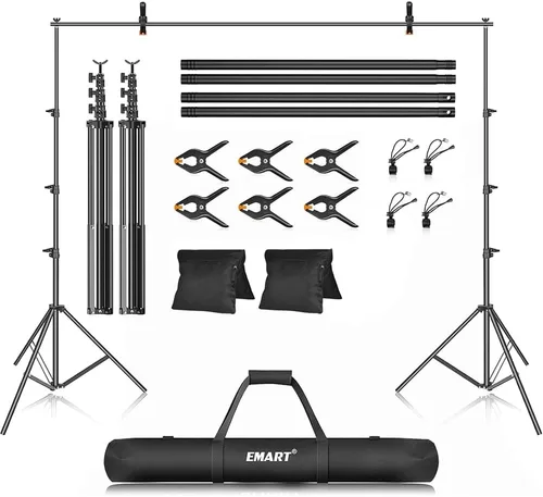 Miniatura 9 de Kit de soporte para telón de fondo EMART, marco ajustable de 8.5 x 10 pies para fotografía, soporte de fondo para pancarta de sesión de fotos