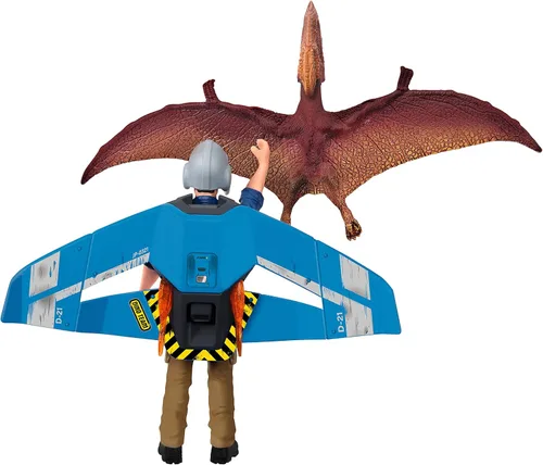 Miniatura 5 de Schleich Dinosaurs - 7 piezas Jetpack Chase Dinosaur Playset con juguete Tupuxuara - Juguetes de dinosaurios voladores para niños y niñas - Niños