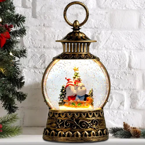 Miniatura 15 de Globo de nieve de muñeco de nieve de Navidad, linterna musical de muñeco de nieve con temporizador de 6 horas, USB, funciona