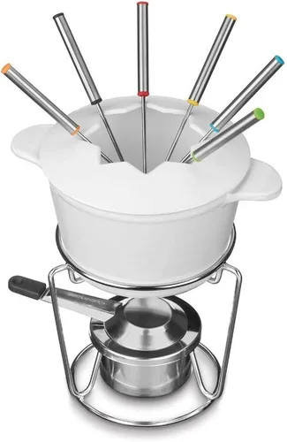 Miniatura 4 de Cuisinart Juego de fondue de hierro fundido de 13 piezas, crema, 10 pulgadas