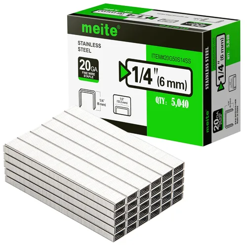 Miniatura 8 de meite Grapas de tapicería de acero inoxidable 304 de calibre 20, corona de 1/2 pulgada con longitud de pierna de 3/8 pulgadas, grapas resistentes