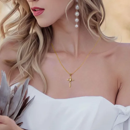 Miniatura 5 de AmorAime Collar con cruz de plata de ley 925 para mujeres y hombres, chapado en oro de 14 quilates, collares de piedra natal de circonita cúbica 5A
