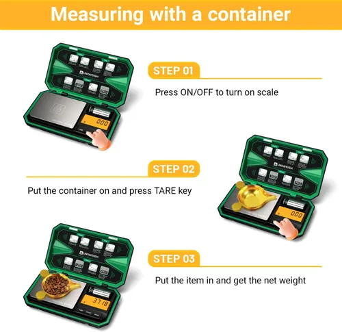 Miniatura 4 de UNIWEIGH - Báscula digital de bolsillo de precisión 200 g/0.01 g, báscula digital de gramos y onzas, mini báscula de joyería, báscula de monedas
