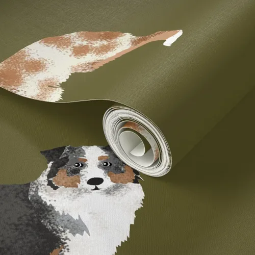 Miniatura 2 de Spoonflower Papel tapiz para despegar y pegar - Perros australianos lindo pastor australiano rojo azul australiano Aussies Black Tan Pastores