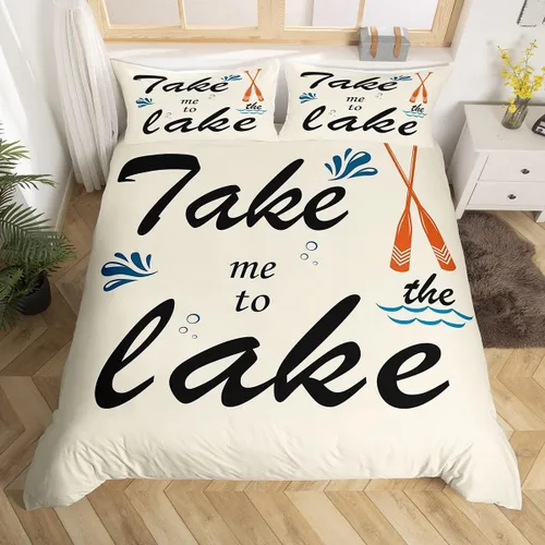 Miniatura 39 de Lake House - Juego de funda de edredón tamaño individual, estilo rústico de granja vieja para niños, adolescentes y adultos, decoración