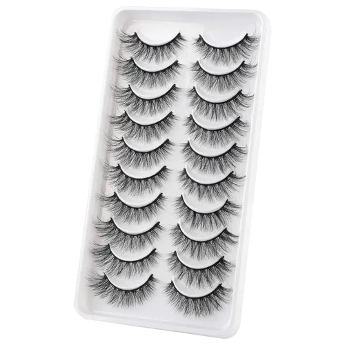 Miniatura 2 de JIMIRE Pestañas postizas de aspecto natural, pestañas postizas esponjosas y finas, pestañas de ojo de gato con banda fina, pestañas postizas
