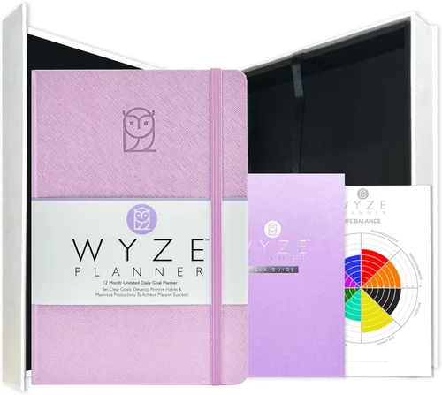 Miniatura 10 de Wyze Planner Agenda diaria sin fecha, organizador de productividad B5 de 1 año con dos páginas semanales, establecimiento de objetivos, seguimiento