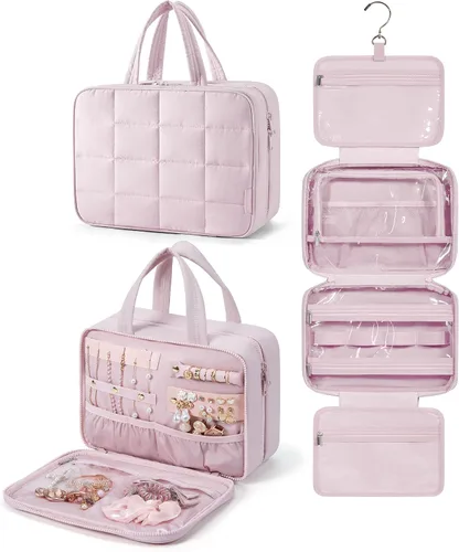 Miniatura 10 de Bolsa de viaje para artículos de aseo personal BAGSMART con organizador para joyas, bolsa de viaje colgante para artículos de tocador, organizador