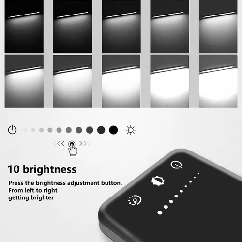 Miniatura 3 de Lámpara de escritorio LED White Crown, lámpara de mesa regulable, lámpara de lectura con puerto de carga USB, 5 modos de iluminación, control Negro