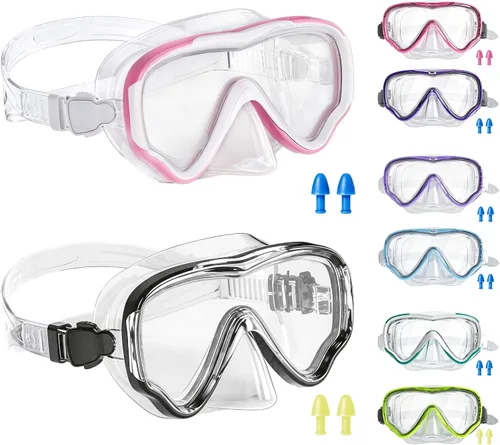 Gafas de natación para niños con cubierta para la nariz, máscara de buceo de esnórquel, antivaho, anti-UV, equipo de esnórquel, gafas de natación