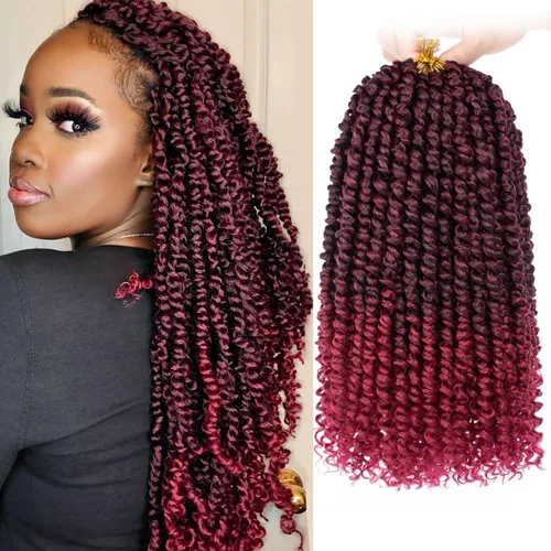 Miniatura 23 de Leeven Paquete de 8 paquetes de cabello de ganchillo pret wisted Passion Twist de 10 pulgadas, color negro natural, extensiones de cabello corto