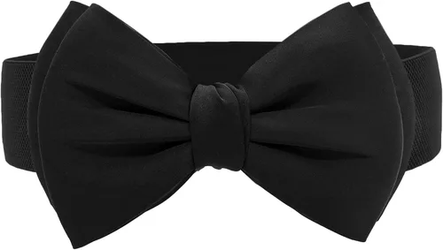 Women Girls Elastic Bowknot Waist Belt Classic Vintage Wide Waist Band Multi-colors