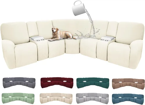 Miniatura 131 de Fundas de sofá reclinable seccional 100% impermeables para sofá reclinable en forma de L, funda de sofá modular de esquina en forma de L, fundas
