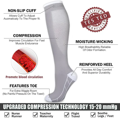 Miniatura 212 de 6 Pack Copper Compression Socks for Women and Men Circulation-Best Support for Medical, Running,Nursing,Athletic