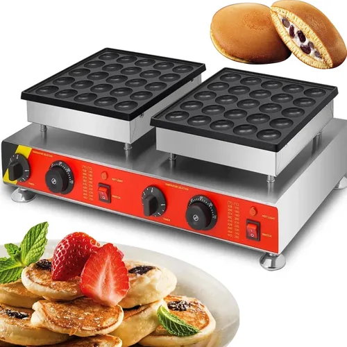 Máquina para hacer panqueques eléctrica comercial de 50 agujeros de 1.8 pulgadas, mini panqueques holandeses, plancha para panqueques, máquina para