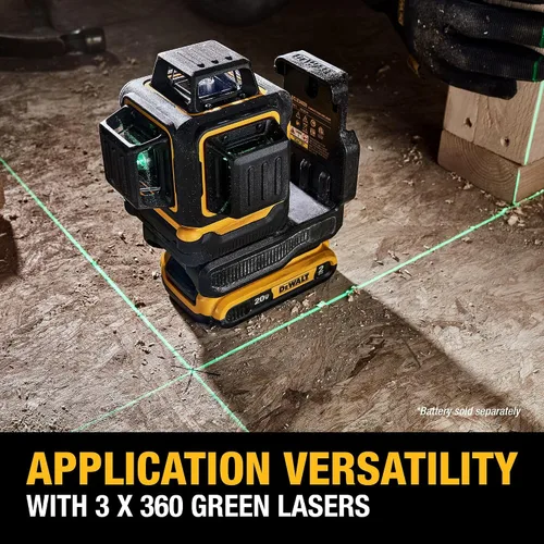 Miniatura 5 de DEWALT Nivel láser máximo de 20 V, láser de línea cruzada, 3X360, verde, solo herramienta (DCLE34031B)
