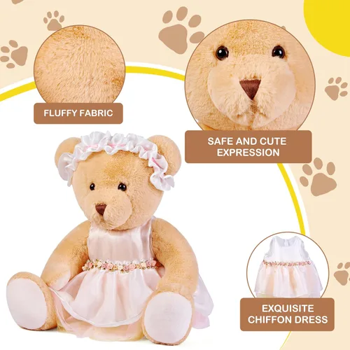 Miniatura 6 de Oso de peluche grande con ropa, juguete de peluche grande de 27 pulgadas con vestido, regalo gigante suave para bebés, niños, niñas, novia