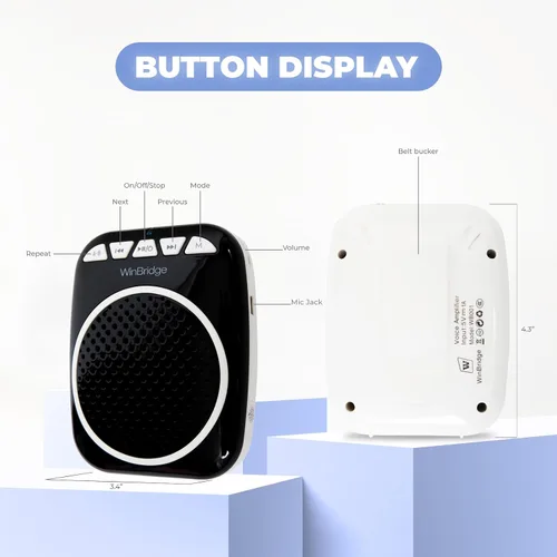 Miniatura 4 de WinBridge WB001 Amplificador de voz portátil con micrófono con auriculares, altavoz personal con micrófono de cabeza, megáfono para profesores
