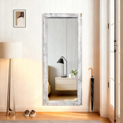 Miniatura 5 de AAZZKANG Espejo de pared de longitud completa con marco de madera rústica, 58 x 24 pulgadas, rectangular, grande, cuerpo completo para dormitorio