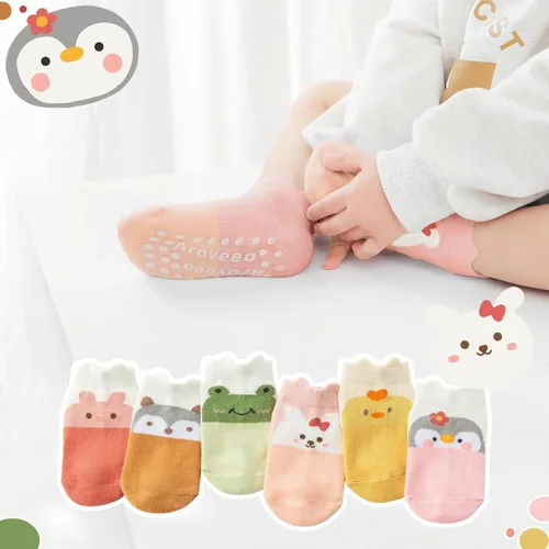 Miniatura 2 de Calcetines con Agarre Antideslizantes de Algodón para Bebés y Niños Pequeños, Niños y Niñas, Paquete de 12 Calcetines de Tobillo Lindos para Niños