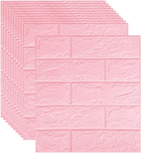 Miniatura 8 de Melairya Paneles de pared 3D para despegar y pegar, papel tapiz de ladrillo 3D de piedra sintética, autoadhesivo, para decoración de paredes Negro