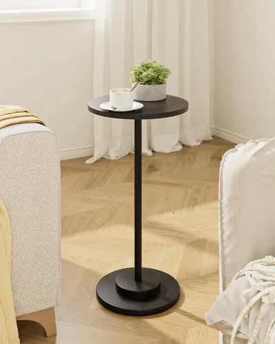 Masupu Mesa para Bebidas, Mesa Auxiliar Redonda para Espacios Pequeños, Mesa Auxiliar de Pedestal, Mesa Auxiliar Pequeña con Base de Metal, para