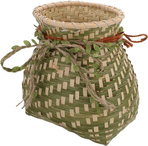 Cabilock Cesta de flores tejida a mano pequeña cesta de pescado almacenamiento de bambú para decoración de cocina estilo aleatorio