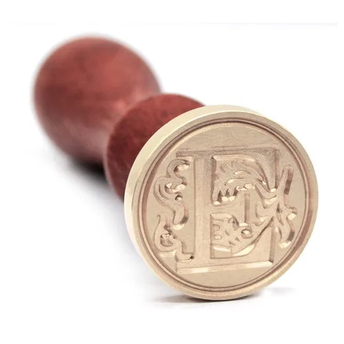Sello medieval de cera del alfabeto con inicial, mango de madera con cabeza de latón, para tarjeta de Acción de Gracias, sobre, envoltura de regalo,