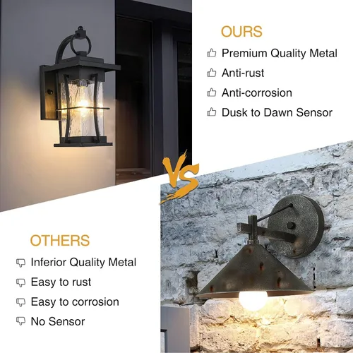 Miniatura 6 de Accesorios de iluminación para exteriores, montaje en pared, 1 luz de 15 pulgadas de alto, luz exterior del atardecer al amanecer para casa, farol