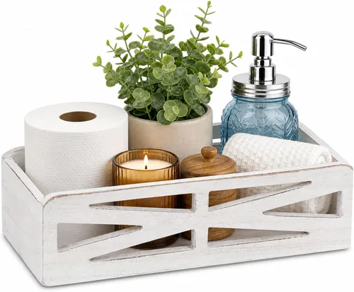 Miniatura 9 de Caja de decoración de baño de madera, soporte rústico para tanque de inodoro, organizador de papel higiénico de granja, caja de almacenamiento Negro