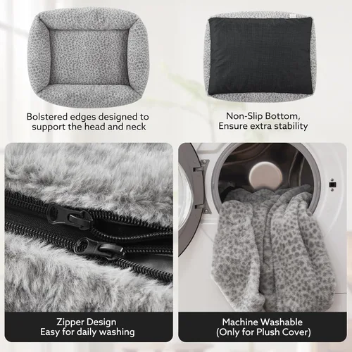 Miniatura 3 de JOEJOY Cama para perro de tamaño mediano, lavable ortopédica de forro polar de pana suave de alta calidad con funda extraíble de cremallera, bonita