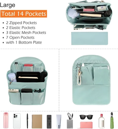 Miniatura 3 de Surblue Organizador de mochila con forro de inserción para colgar mochila de viaje y bolsillo de inserción, divisor de alta capacidad, organizador
