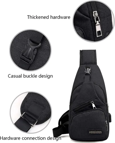 Miniatura 5 de Bolso bandolera pequeño, bolso cruzado en el pecho, mochila multiusos para mujeres y hombres, bolsa de viaje con correa