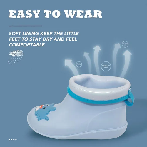 Miniatura 3 de Botas de lluvia para niños pequeños, botas impermeables para niños y niñas de 2 a 5 años