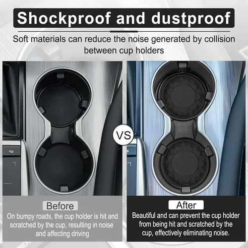 Miniatura 5 de SINGARO - Posavasos para tazas de automóvil, 4 soportes de silicona integrados en portavasos decorativos, soportes universales antideslizantes