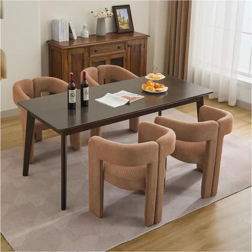 Miniatura 15 de adochr Modernas sillas de comedor de barril, silla de comedor tapizada de lino con patas de madera, sillas decorativas con brazos, cómodos sillones