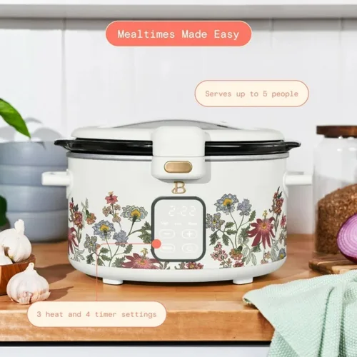 Miniatura 2 de Olla de cocción lenta programable de 4 cuartos con tapa con bisagras, pantalla táctil, múltiples ajustes de calor, ideal para comidas familiares