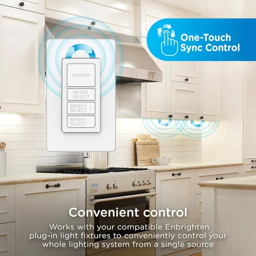 Miniatura 5 de Enbrighten Control remoto de sincronización de un solo toque, interruptor de luz adicional para luces debajo del gabinete, control remoto