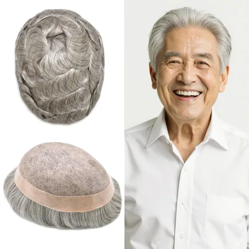 Miniatura 90 de Mens Toupee Hair Piece For Men Fine Mono Men Hair System Toupee For Men Hair Piece Real Human Hair System For Men Protesis Capilar Para Hombre 6x9