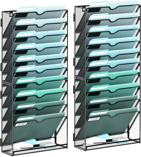 Miniatura 15 de SUPEASY Organizador de archivos de pared de 6 niveles, archivos de pared colgantes para papeles, carpetas, revistas, organizador de pared