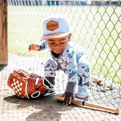Miniatura 5 de Gorro de béisbol para bebé, gorra de camionero Bubba, para bebé, recién nacido, juvenil, con parche de ala plana, para verano e invierno