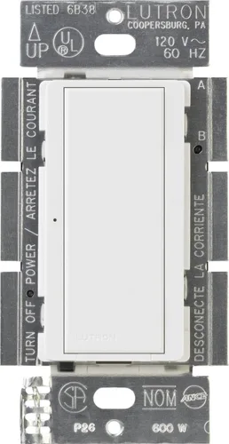 Lutron Maestro MA-S8AM-WH, interruptor digital, 8 A, un solo polo/ubicación múltiple, color blanco