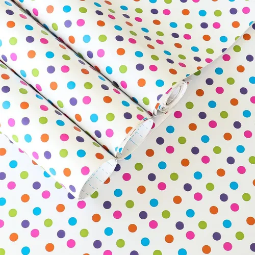 Papel de contacto de lunares coloridos para despegar y pegar, 17.7 x 117 pulgadas, decorativo, autoadhesivo, papel de contacto de lunares, para