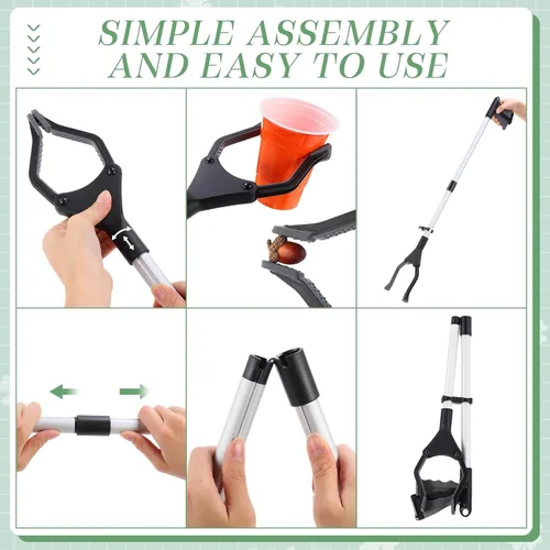Miniatura 5 de Ctosree Paquete de 8 herramientas agarradoras de basura de 32 pulgadas para personas mayores, recogedor plegable de basura, palo ligero para recoger