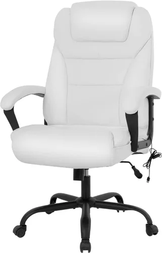 Silla de oficina grande y alta, silla de escritorio de 500 libras, asiento ancho, giratorio negro, silla de computadora de piel sintética, silla de